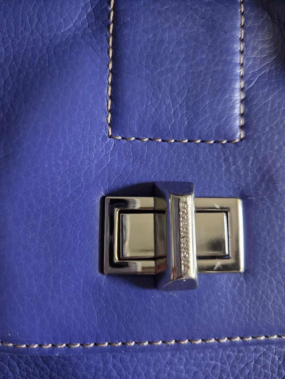 Tignanello Cobalt Blue Leather Satchel with Top Handles - Picture 3 of 12
